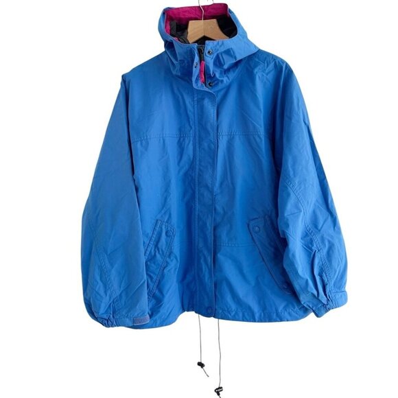 Vintage EDDIE BAUER Women's Sz L Blue Pink Gore-Tex Hooded Jacket - Picture 1 of 12